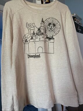 Disney Parks Cream Pullover Sweatshirt with Black Logo